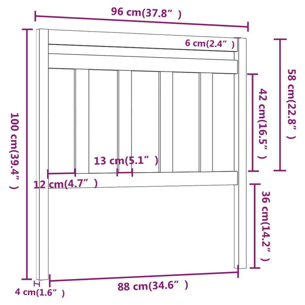 vidaXL Горна табла за легло, 96x4x100 см, бор масив