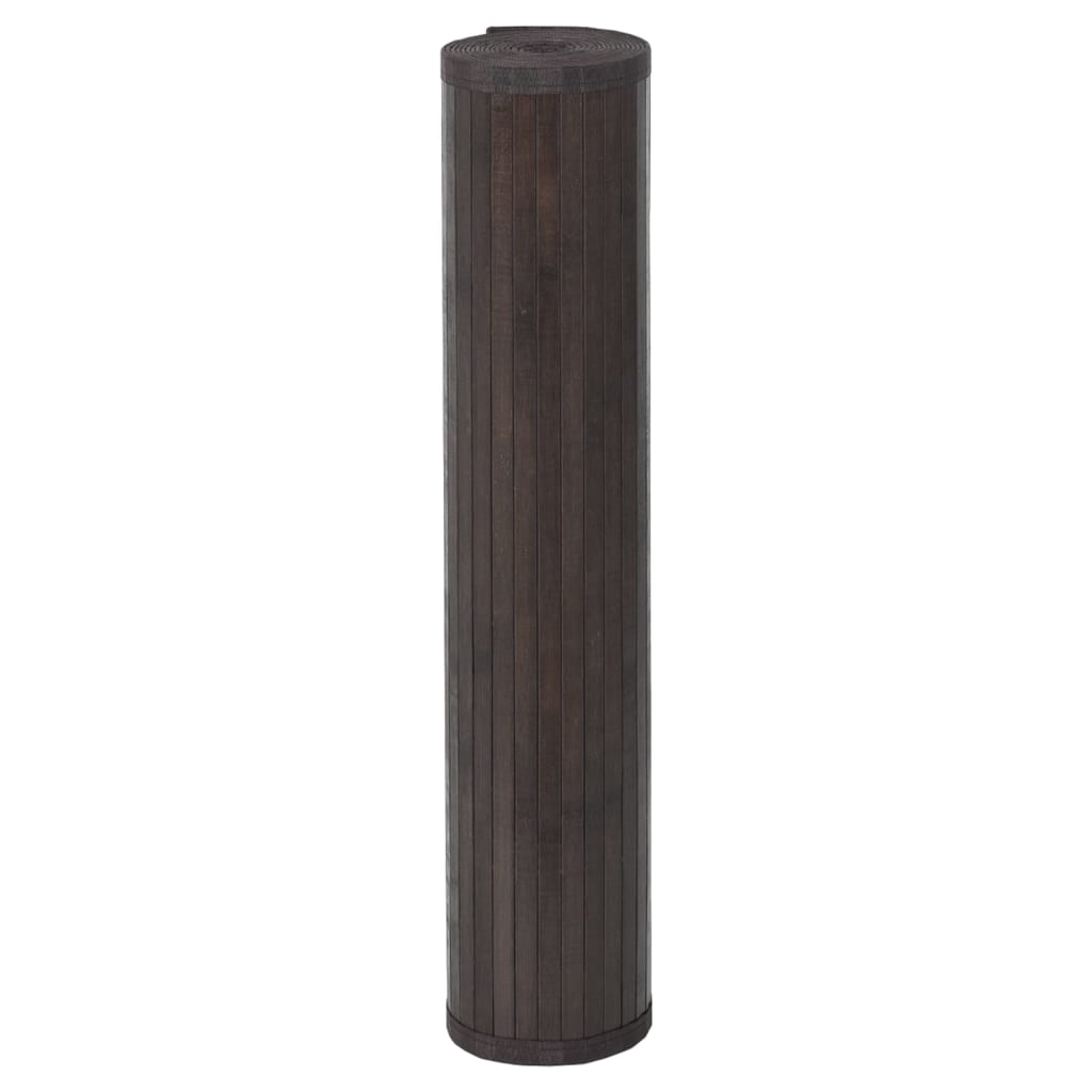 vidaXL Килим, квадратен, тъмнокафяв, 100x100 см, бамбук