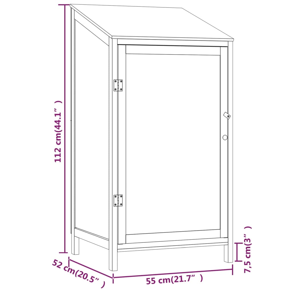 vidaXL Градинска барака, антрацит, 55x52x112 см, чамово дърво масив