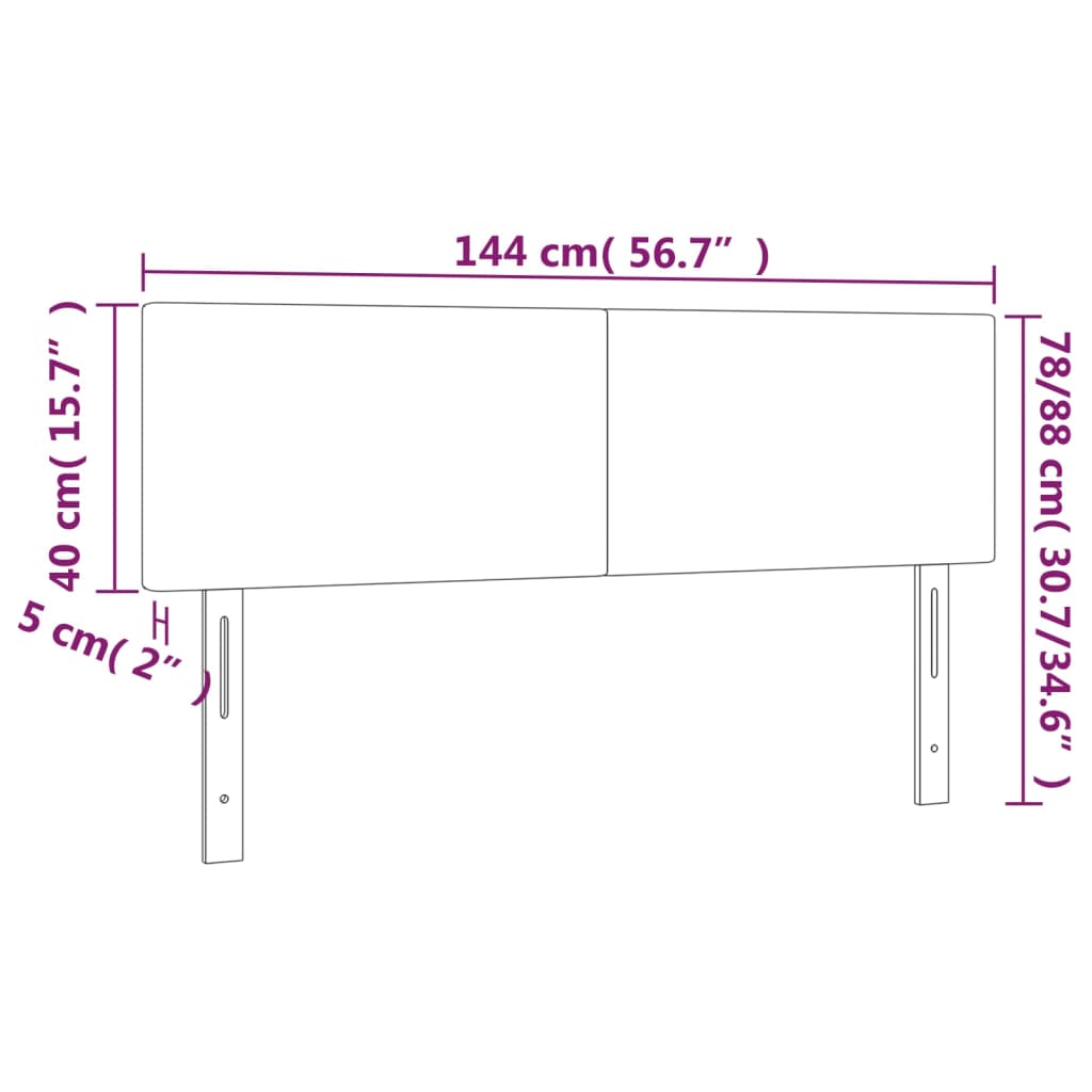 vidaXL Горни табли за легло, 2 бр, светлосиви, 72x5x78/88 см, кадифе