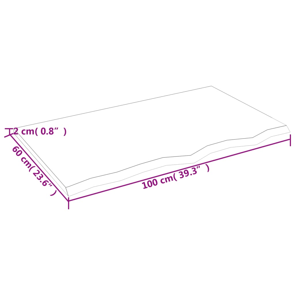 vidaXL Плот за маса, светлокафяв, 100x60x2 см, обработен масивен дъб