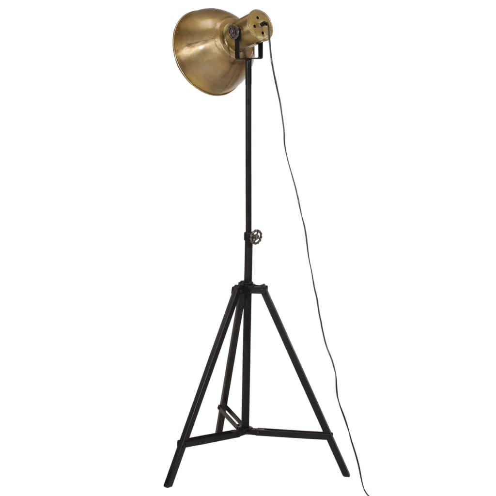 vidaXL Подова лампа, 25 W, античен месинг, 61x61x90/150 см, E27