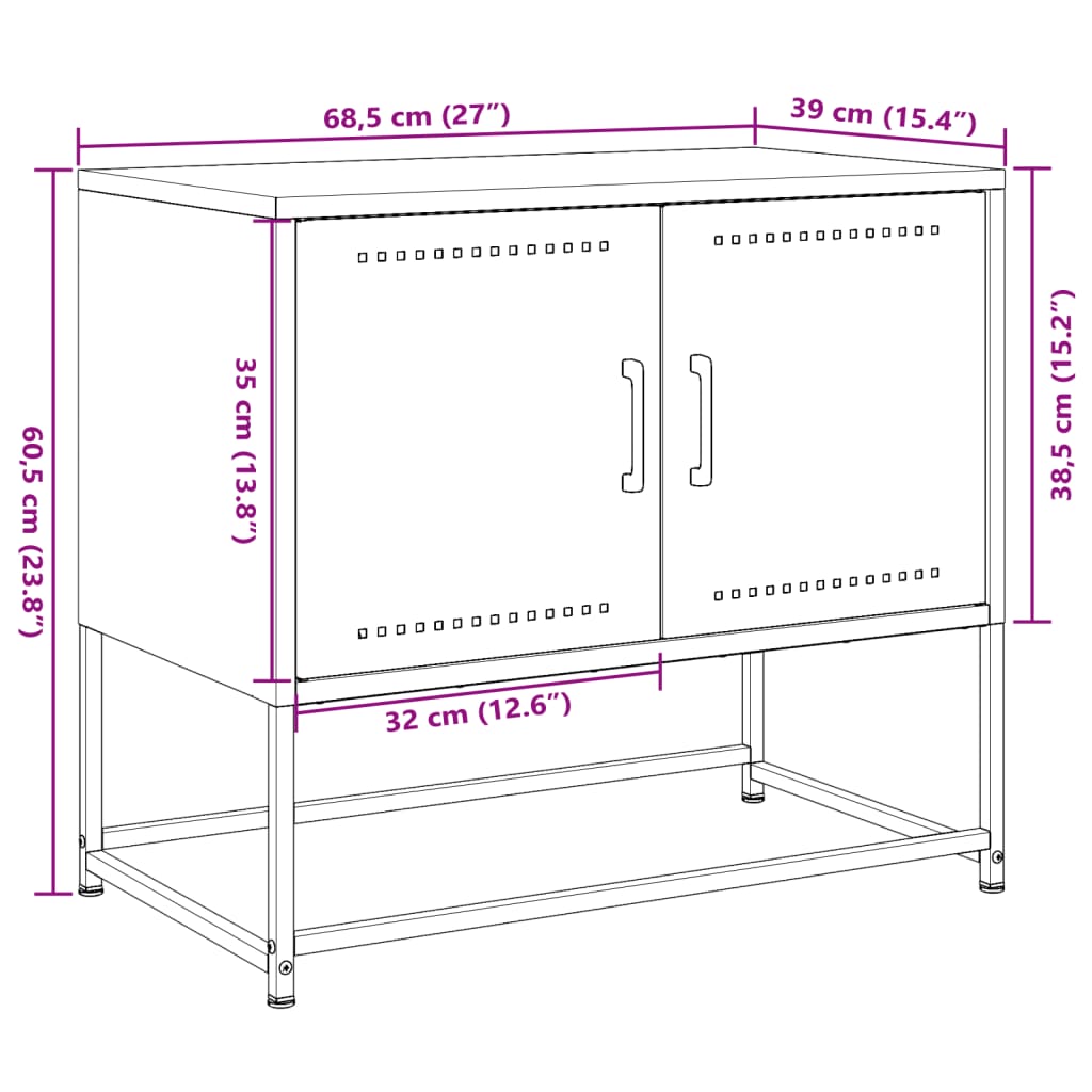 vidaXL ТВ шкаф, горчица жълто, 68,5x39x60,5 см, стомана