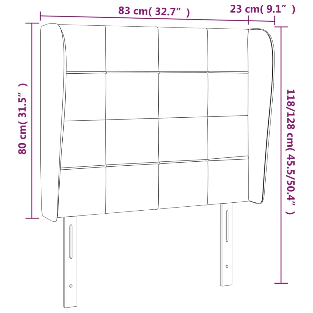 vidaXL Горна табла за легло с уши тъмнозелена 83x23x118/128 см кадифе