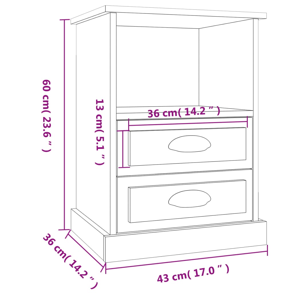 vidaXL Нощни шкафчета, 2 бр, бели, 43x36x60 см