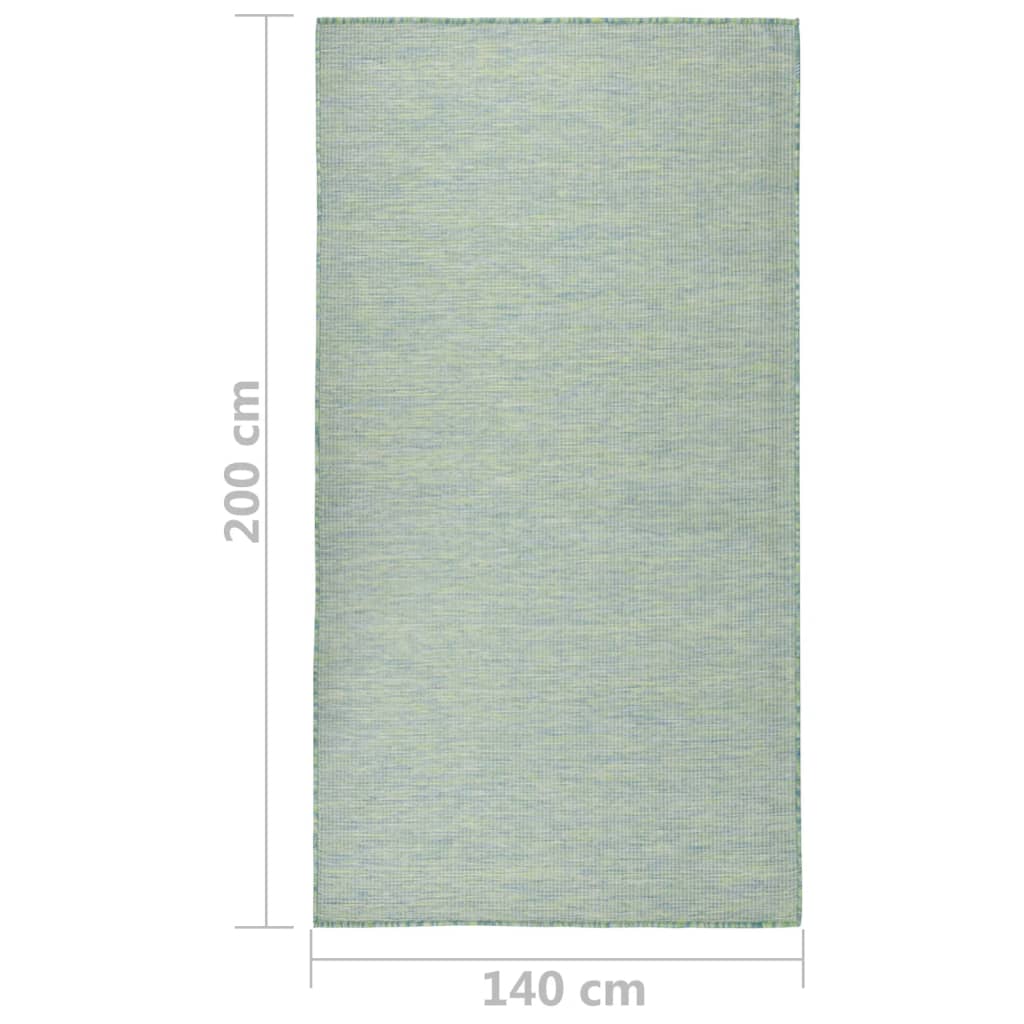 vidaXL Градински плоскотъкан килим, 140x200 см, тюркоазен