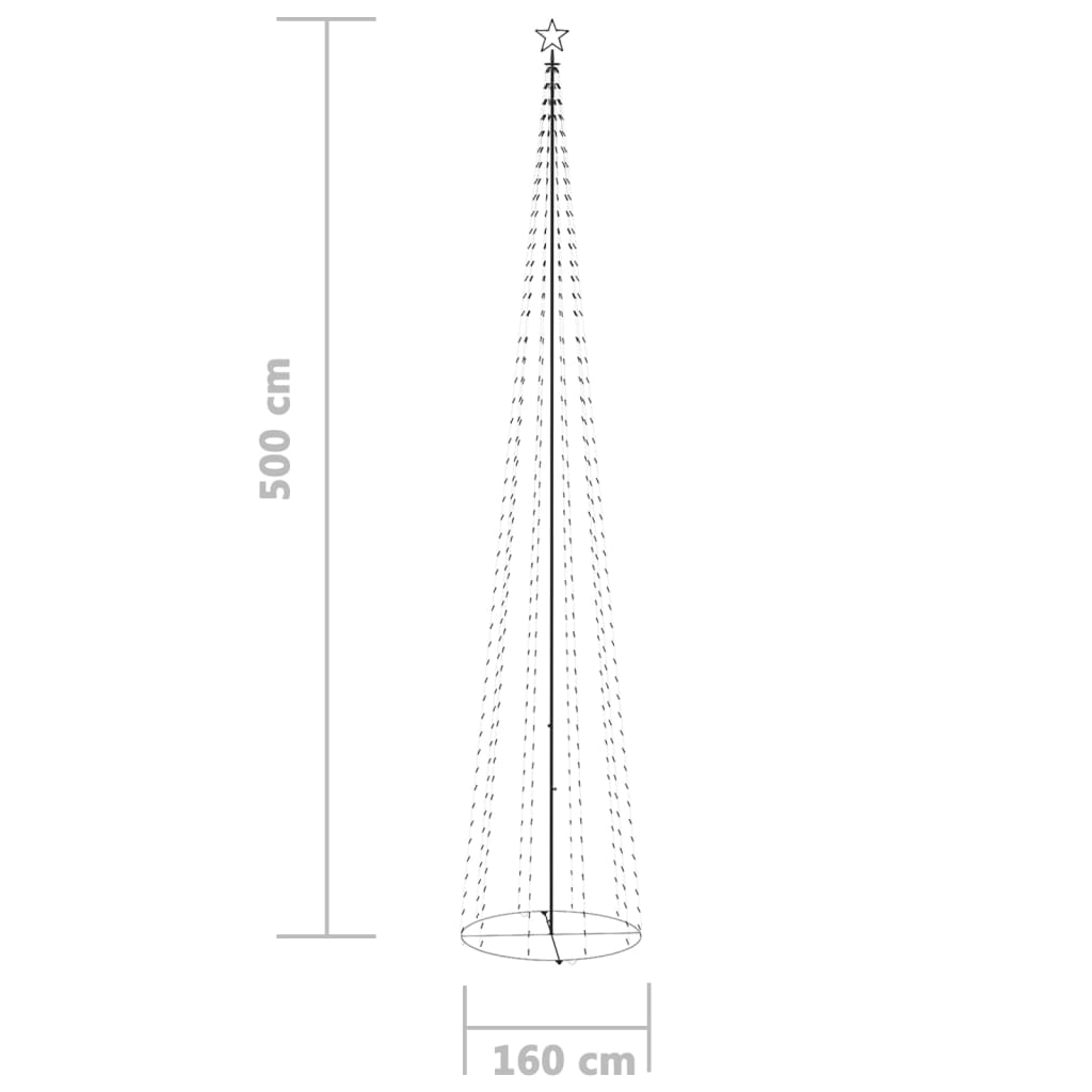 vidaXL Коледна елха конус, 752 сини LED, декорация, 160x500 см