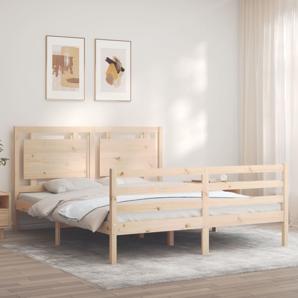 vidaXL Рамка за легло с табла 5FT King Size масивно дърво