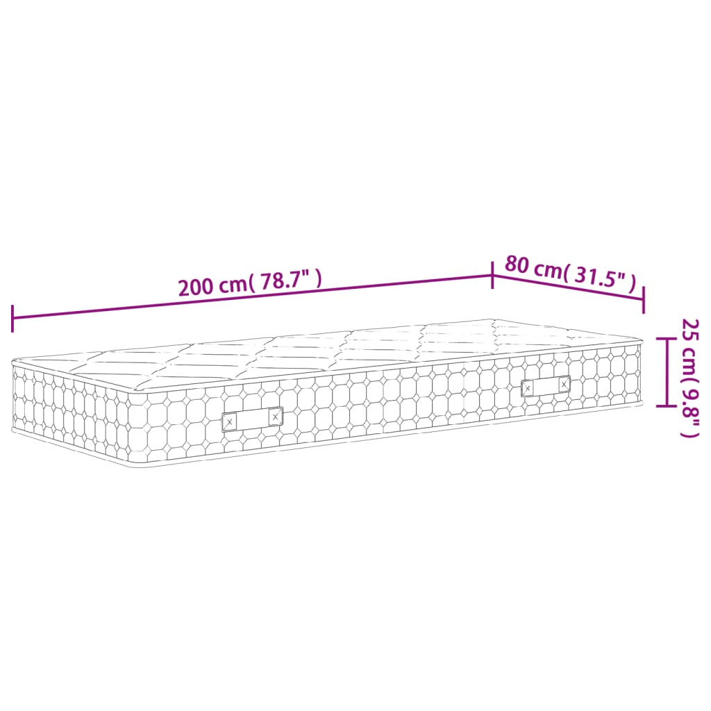 vidaXL Матрак покет пружини, средна твърдост, 80x200 см