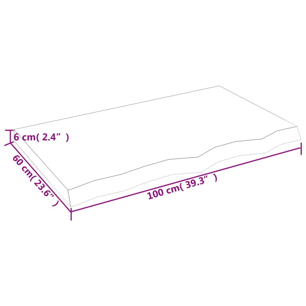 vidaXL Плот за баня 100x60x(2-6) см необработено масивно дърво