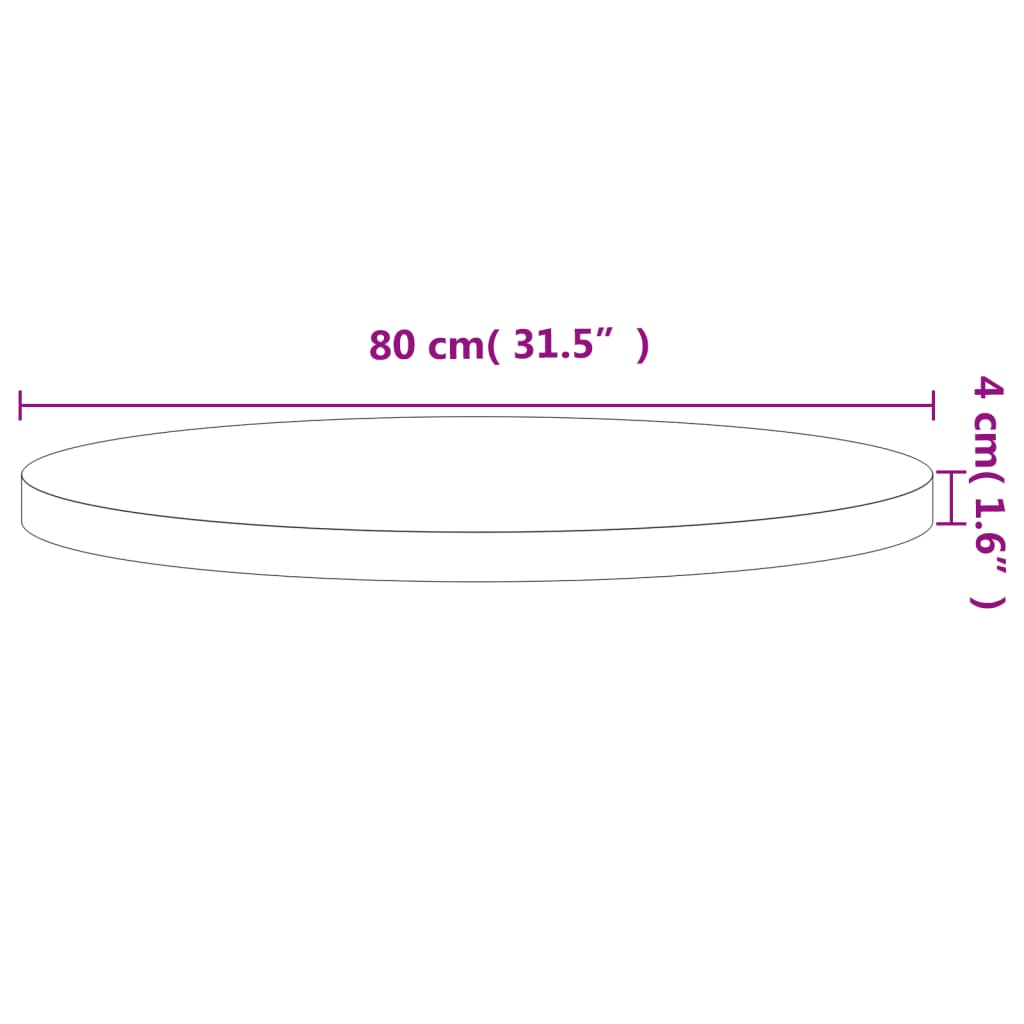 vidaXL Плот за маса Ø80x4 см кръгъл масивен бук