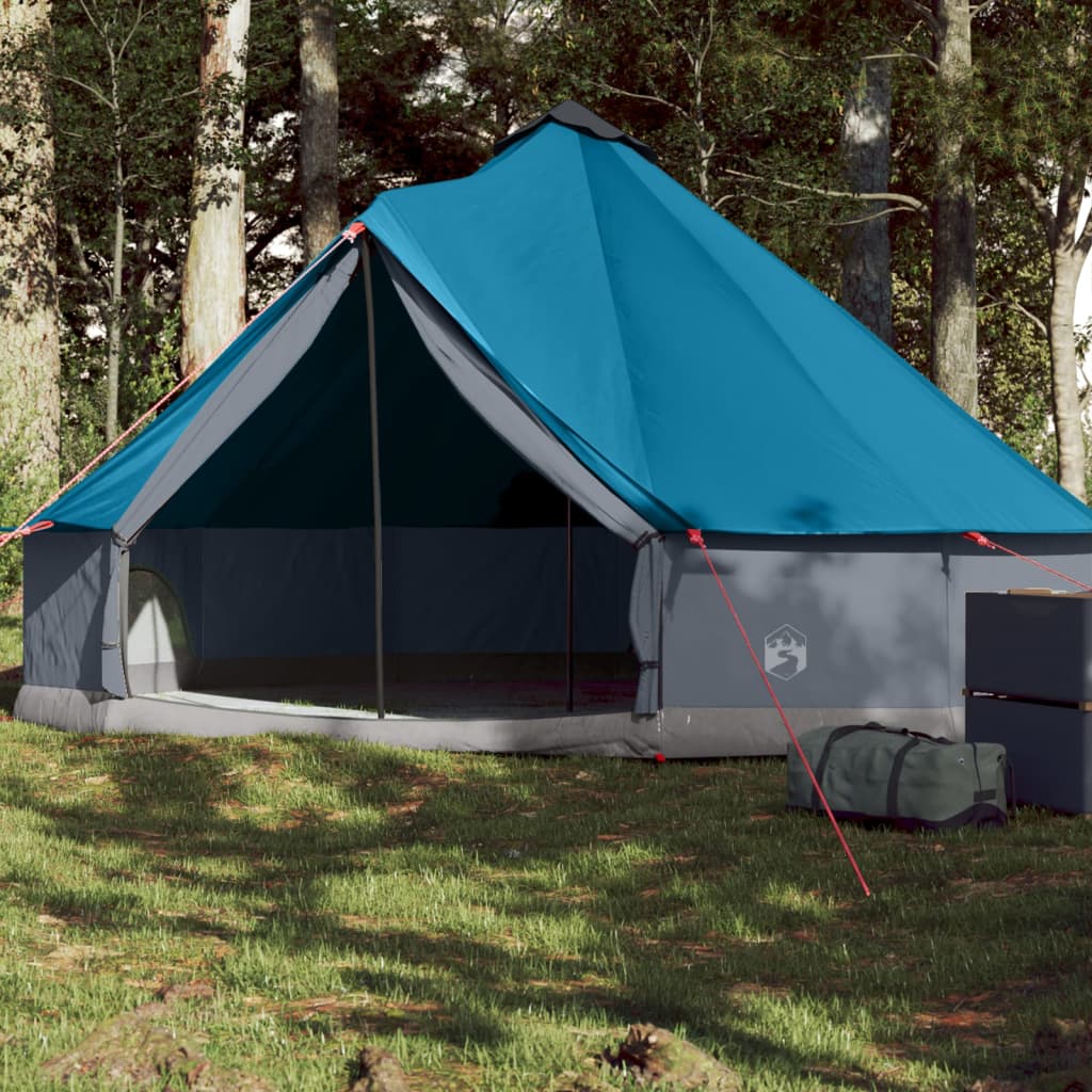 vidaXL Семейна палатка, типи, 6-местна, синя, водоустойчива