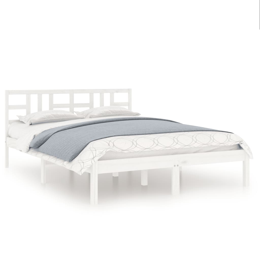vidaXL Рамка за легло, бяла, дърво масив, 150x200 cм, King Size
