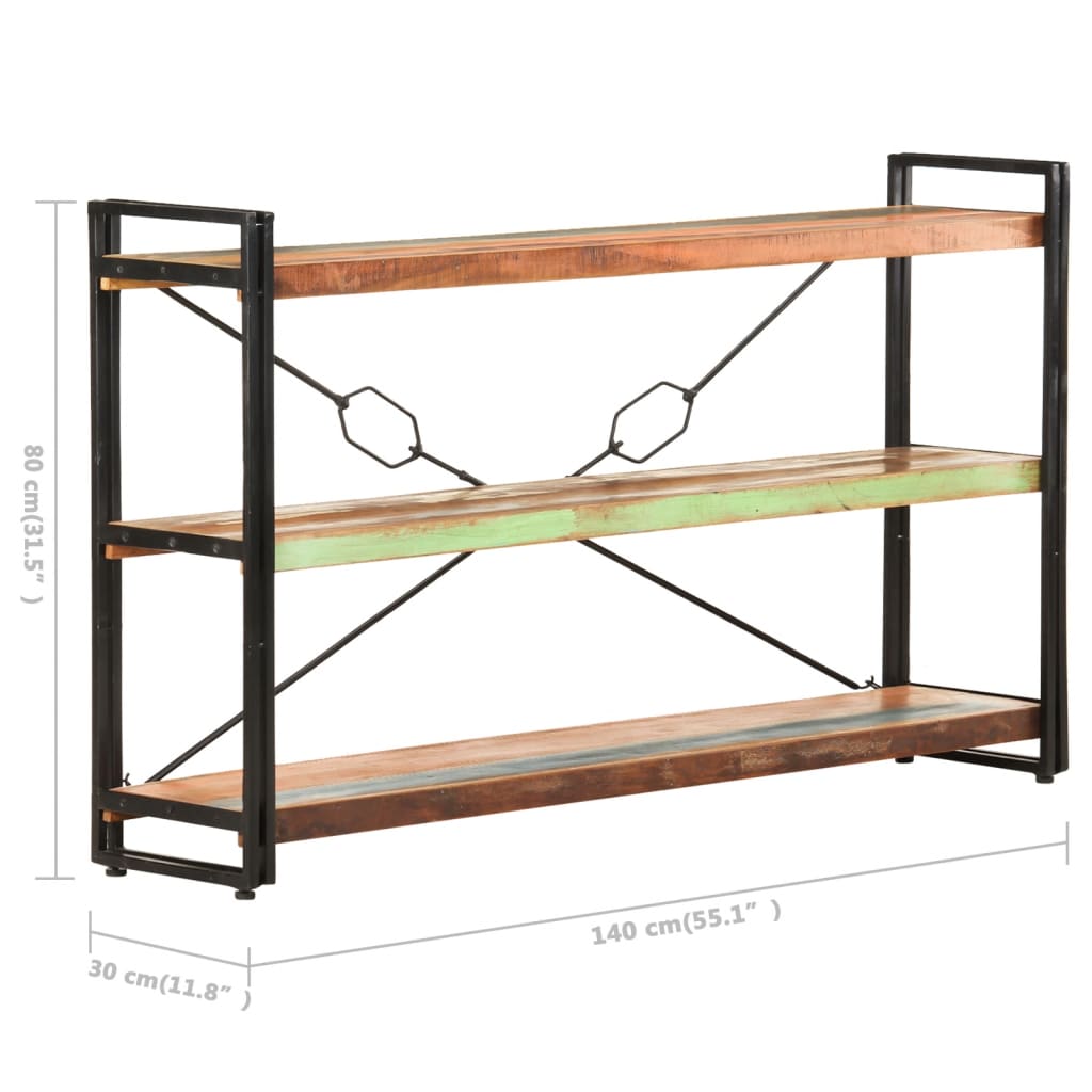 vidaXL Библиотека с 3 рафта, 140x30x80 см, регенерирано дърво масив