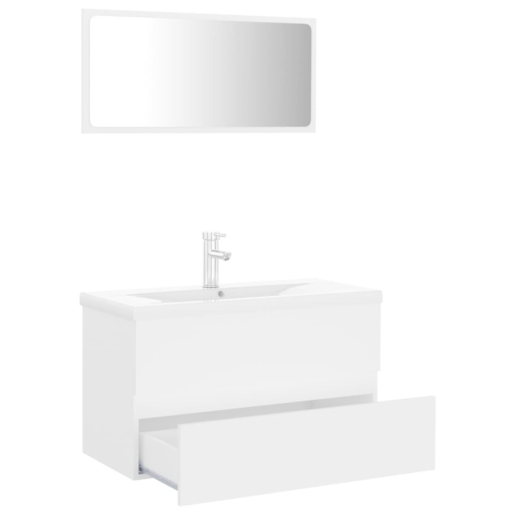vidaXL Комплект мебели за баня, бял, инженерно дърво
