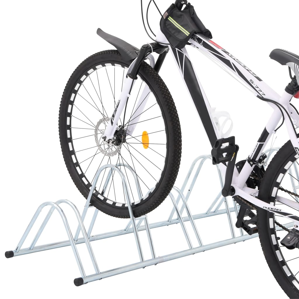 vidaXL Стойка за 6 велосипеда подова свободностоящ поцинкована стомана