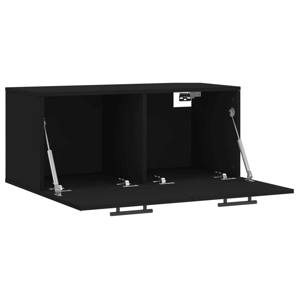 vidaXL Стенен шкаф, черен, 80x36,5x35 см, инженерно дърво