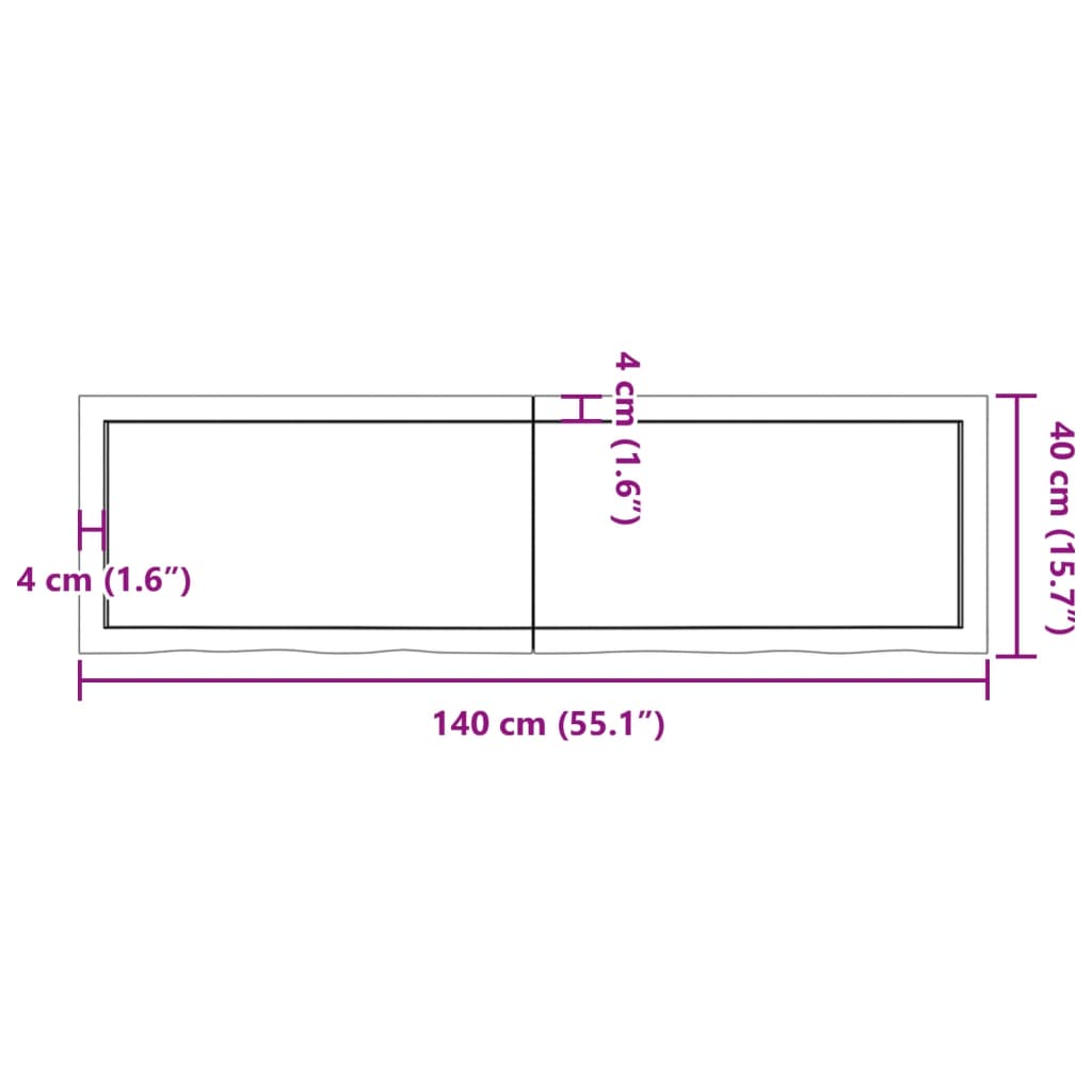 vidaXL Плот за баня 140x40x(2-4) см необработено масивно дърво