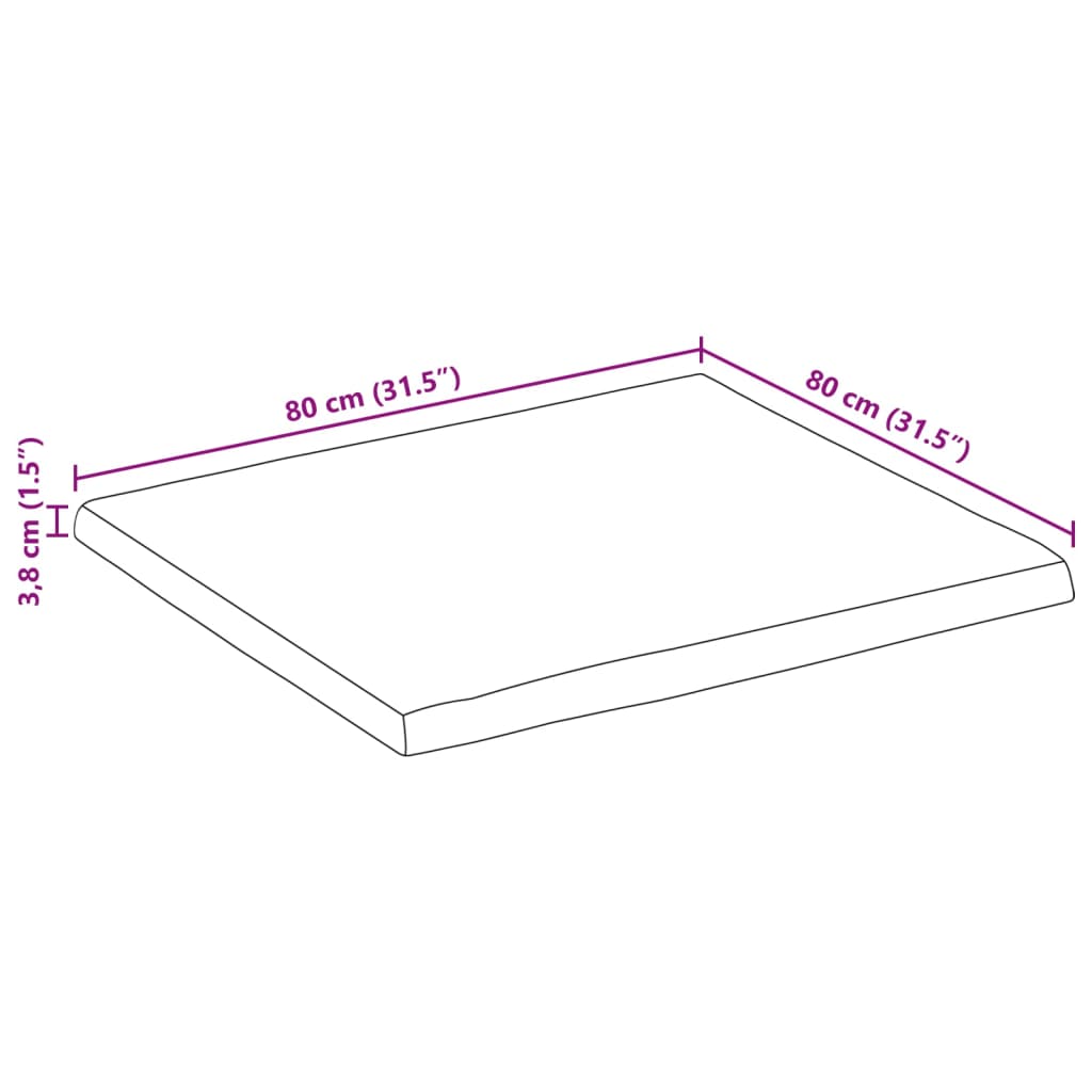 vidaXL Плот за маса, жив ръб, 80x80x3,8 см, масивно дърво грубо манго