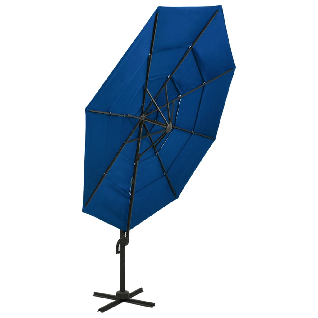 vidaXL Градински чадър на 4 нива с алуминиев прът, лазурносин, 3x3 м