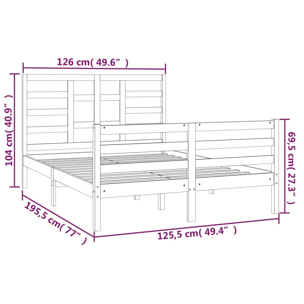 vidaXL Рамка за легло кафява масивно дърво 120x190 см 4FT Small Double