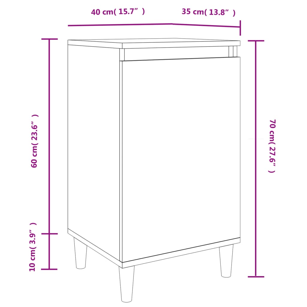 vidaXL Нощни шкафчета, 2 бр, бели, 40x35x70 см, инженерно дърво