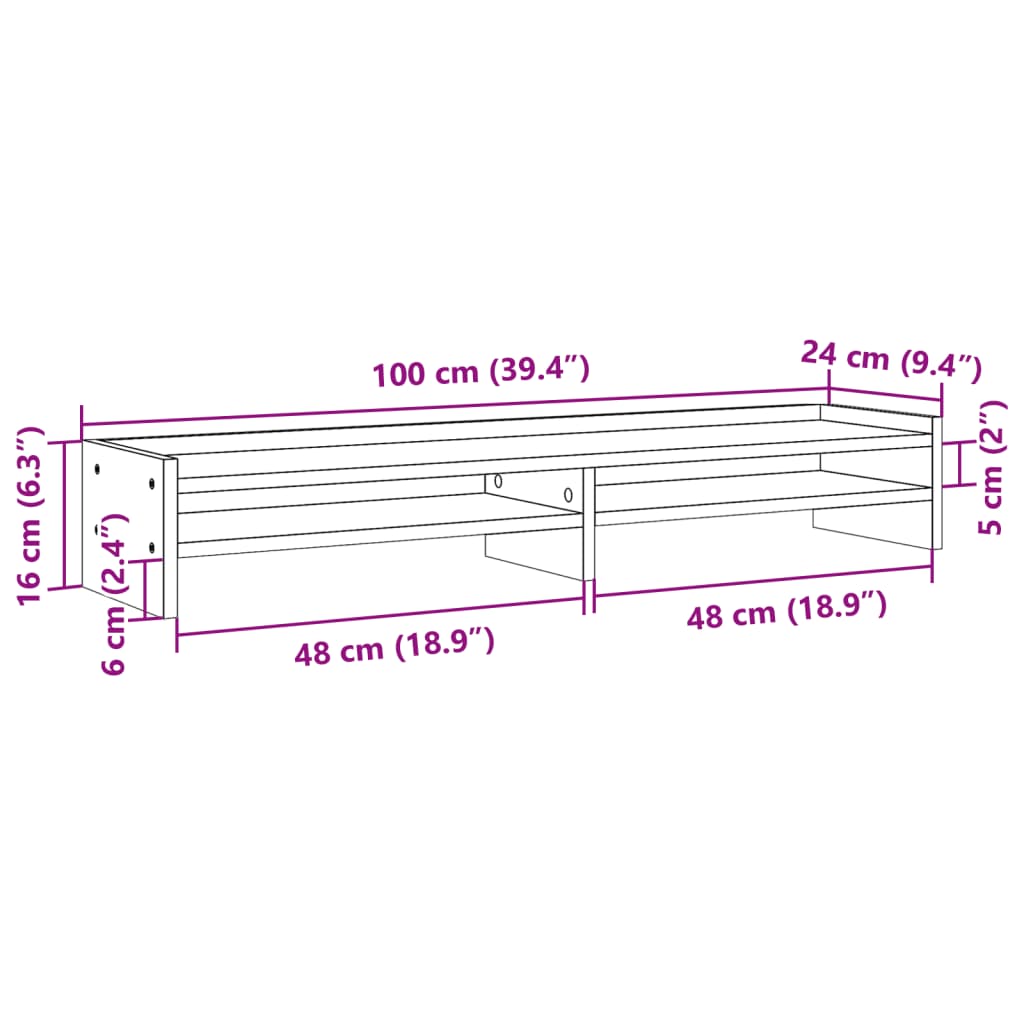 vidaXL Поставка за монитор, кафяв дъб, 100x24x16 см, инженерно дърво