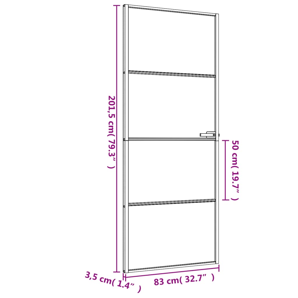 vidaXL Интериорна врата черна 83x201,5 см закалено стъкло и алуминий