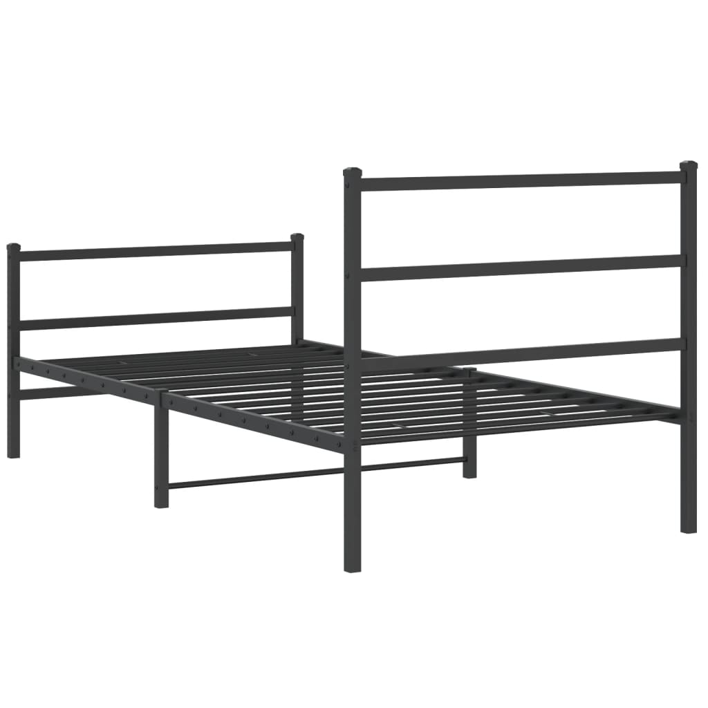 vidaXL Метална рамка за легло с горна и долна табла, черна, 100x200 см