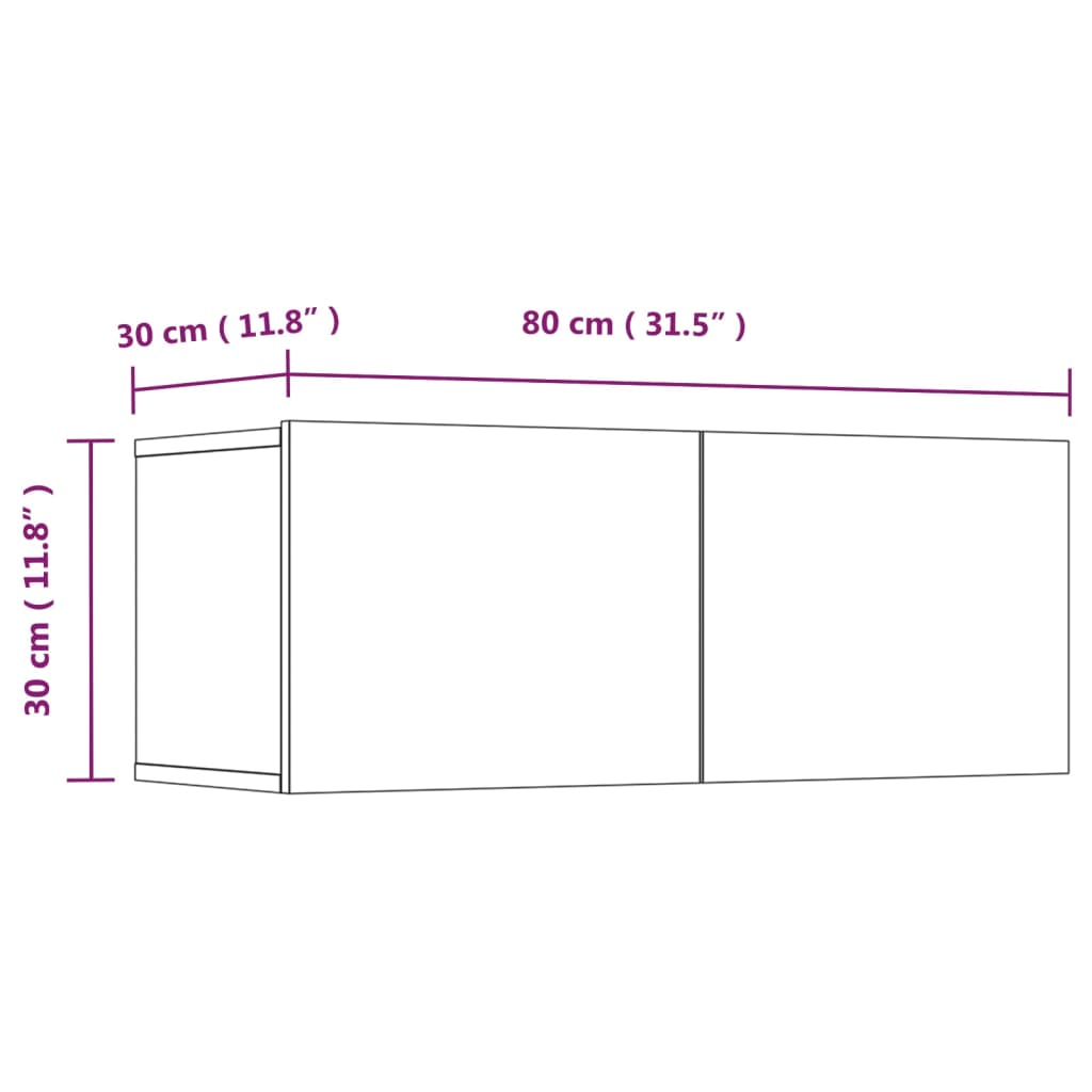 vidaXL ТВ шкафове, 4 бр, бели, 80x30x30 см, инженерно дърво