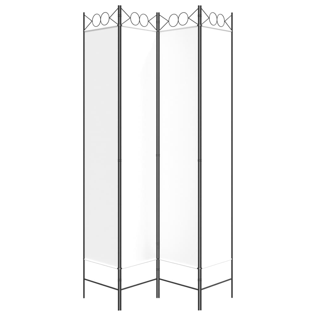 vidaXL Параван за стая, 4 панела, бял, 160x220 см, текстил