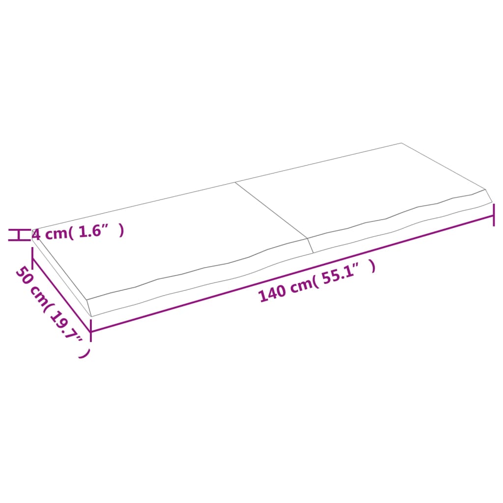 vidaXL Плот за баня 140x50x(2-4) см необработено масивно дърво