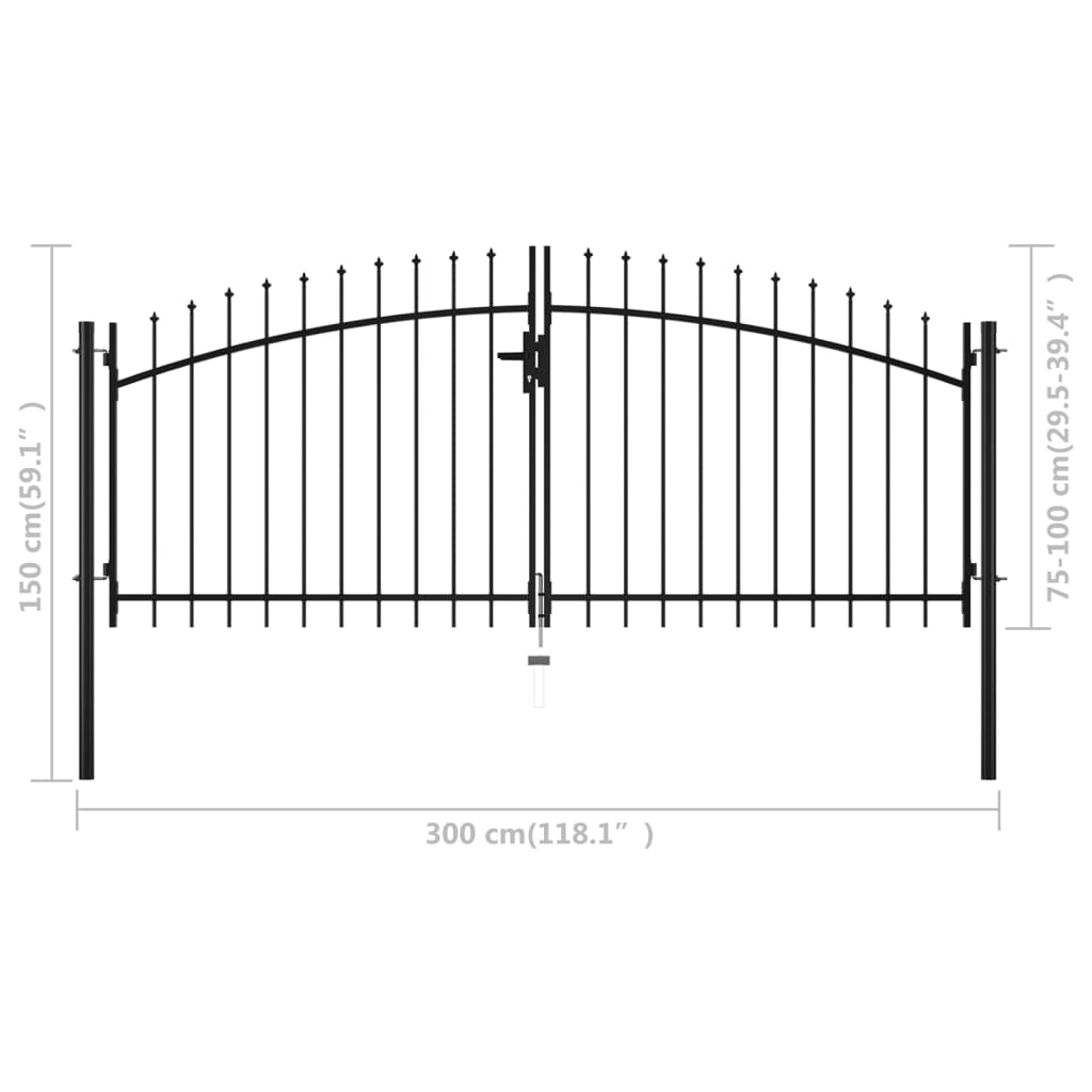 vidaXL Двойна градинска врата със заострени върхове, 300x150 см