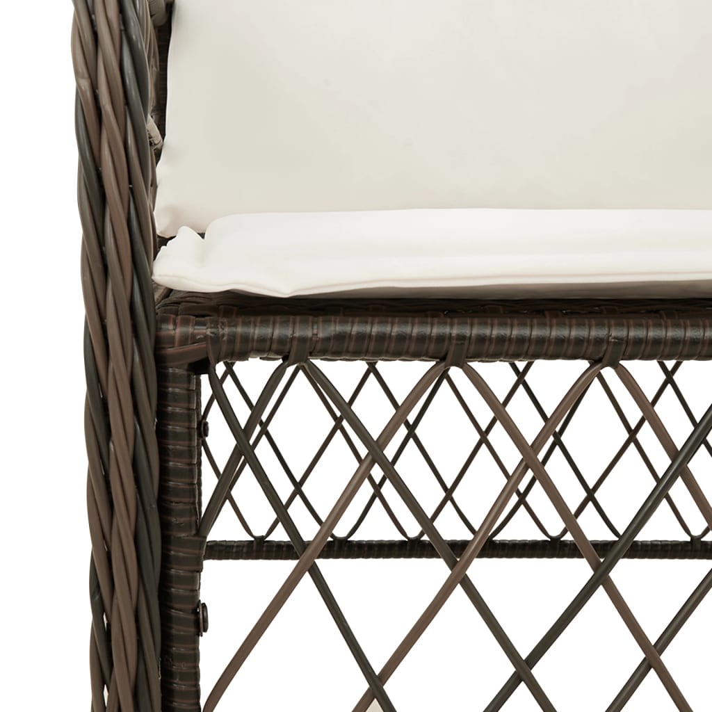 vidaXL Градински столове с възглавници, 2 бр, кафяв полиратан