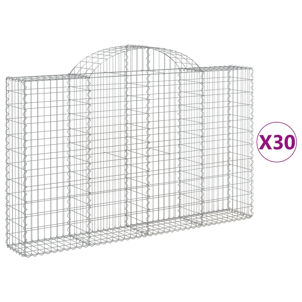 vidaXL Габионни кошници арка 30 бр 200x30x120/140см поцинковано желязо