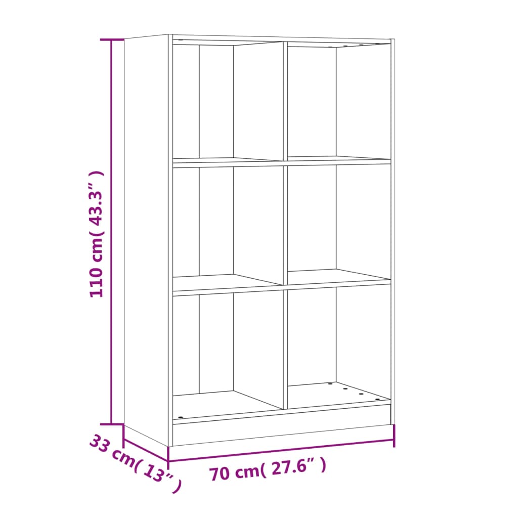 vidaXL Библиотека, 70x33x110 см, борово дърво масив