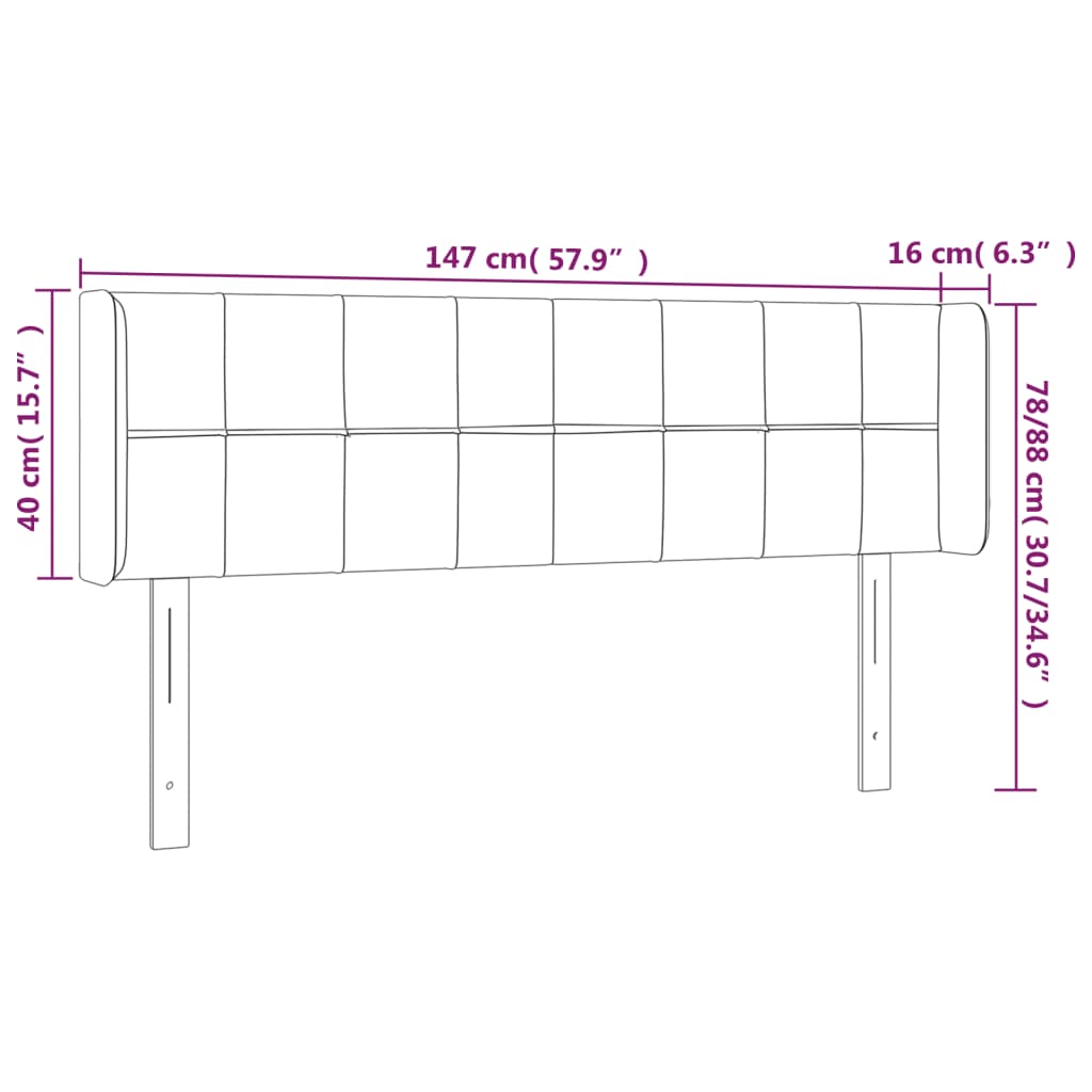 vidaXL LED горна табла за легло, черна, 147x16x78/88 см, кадифе