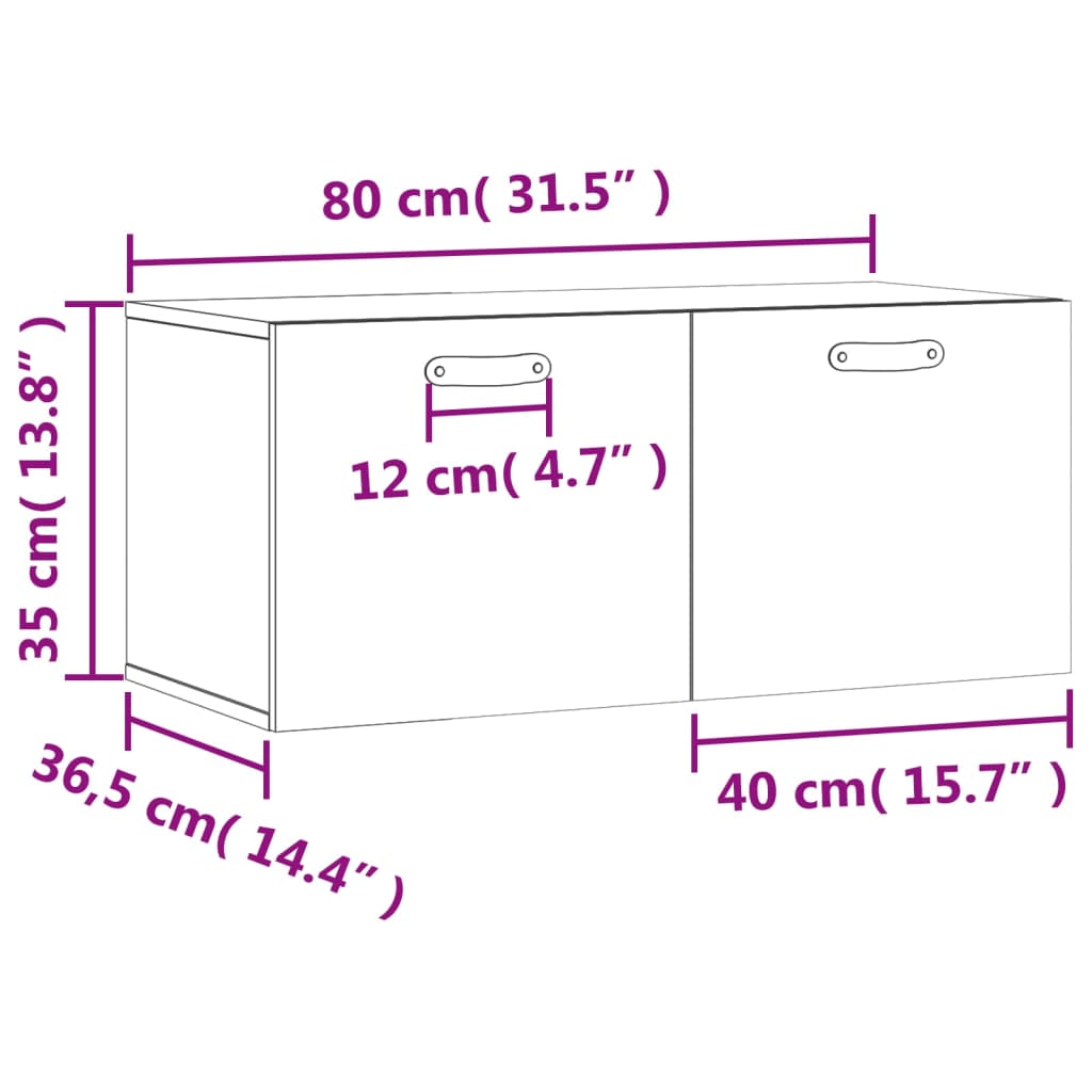 vidaXL Стенен шкаф, бетонно сив, 80x36,5x35 см, инженерно дърво