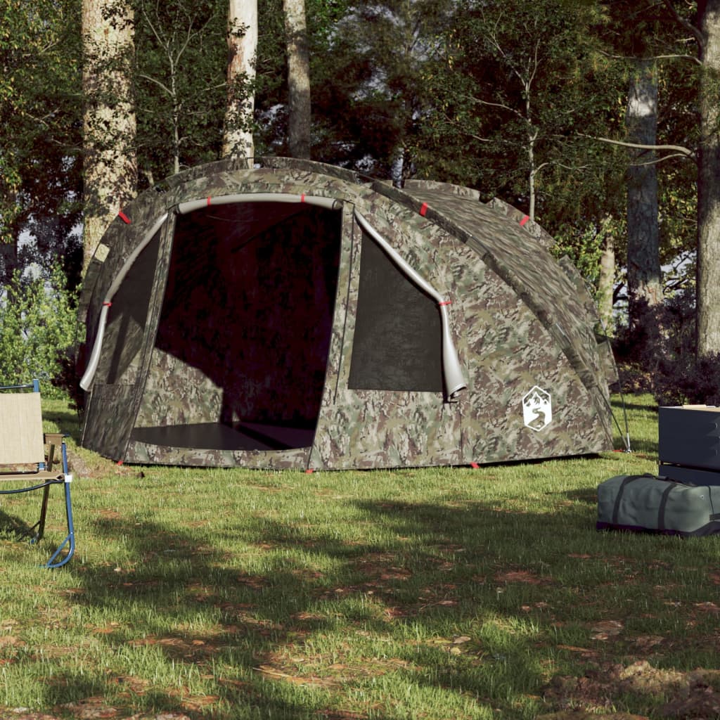 vidaXL Риболовна палатка за 4 души, камуфлаж, водоустойчива
