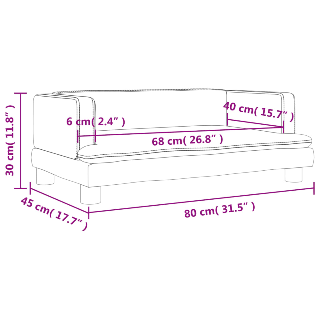 vidaXL Детски диван капучино 80x45x30 см изкуствена кожа