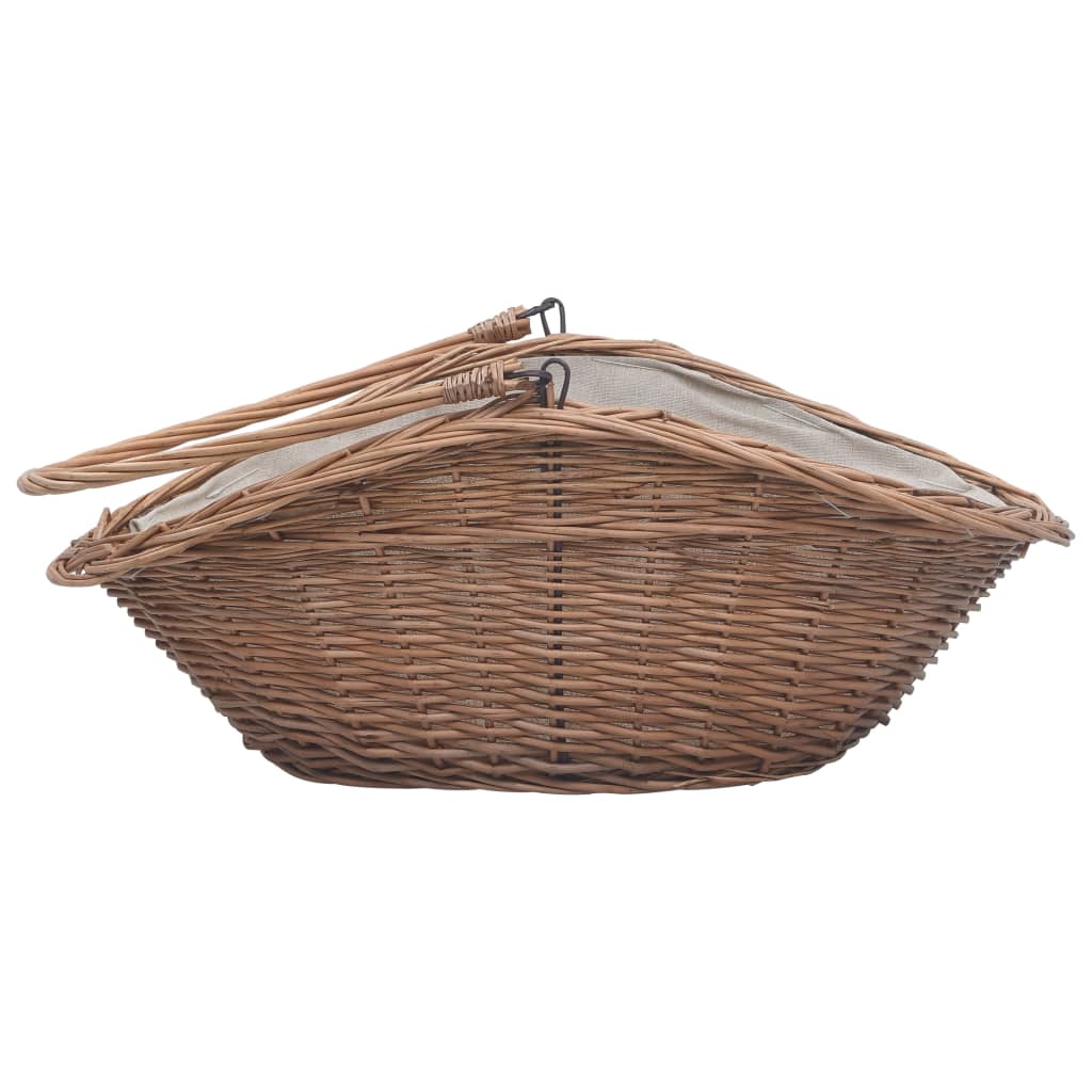 286988 vidaXL Firewood Basket with Handle 60x44x55 cm Natural Willow