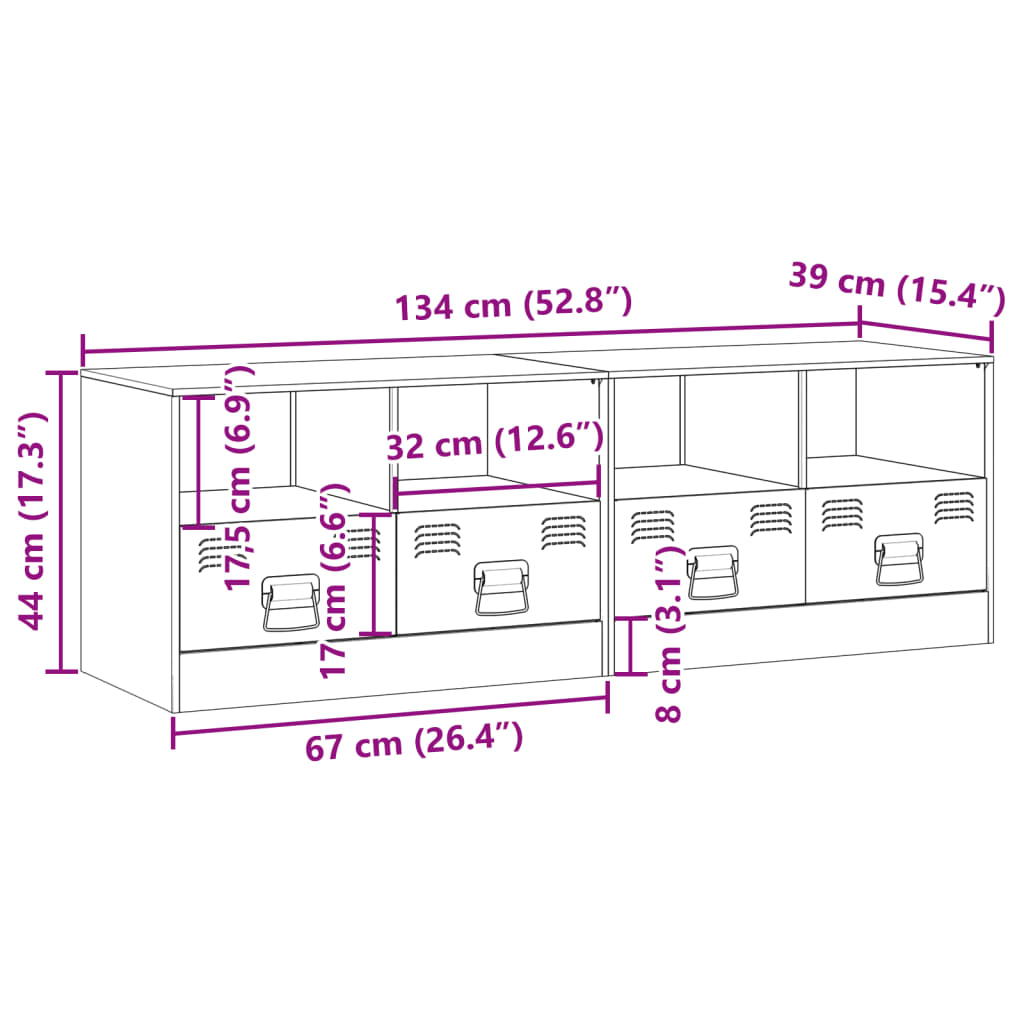 vidaXL ТВ шкафове, 2 бр, горчица жълто, 67x39x44 см, стомана