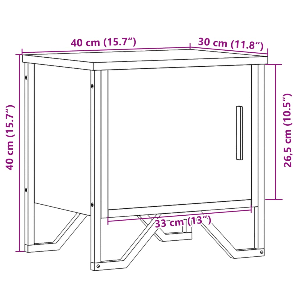 vidaXL Нощни шкафчета, 2 бр, кафяв дъб, 40x30x40 см, инженерно дърво