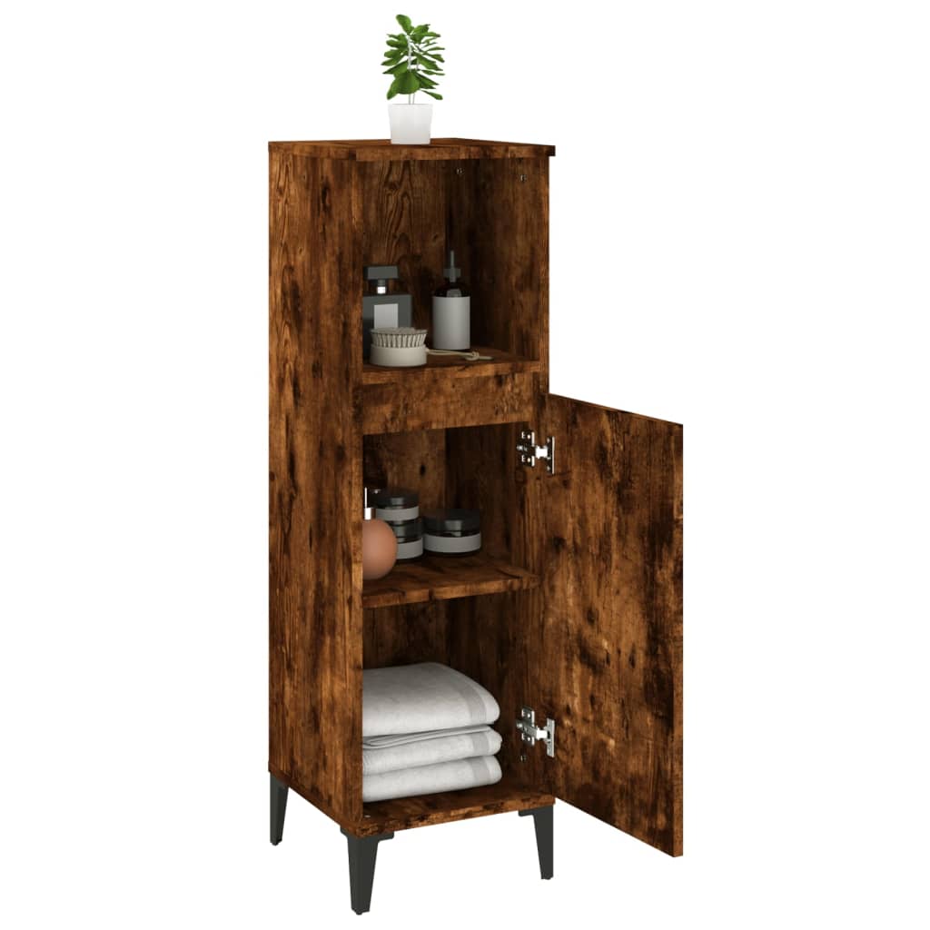 vidaXL Шкаф за баня, опушен дъб, 30x30x100 см, инженерно дърво