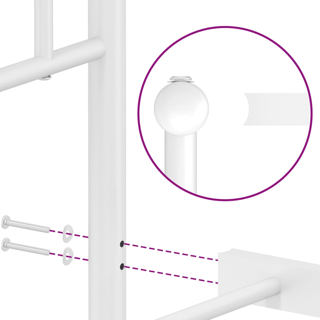 vidaXL Метална рамка за легло с горна и долна табла, бяла, 200x200 см