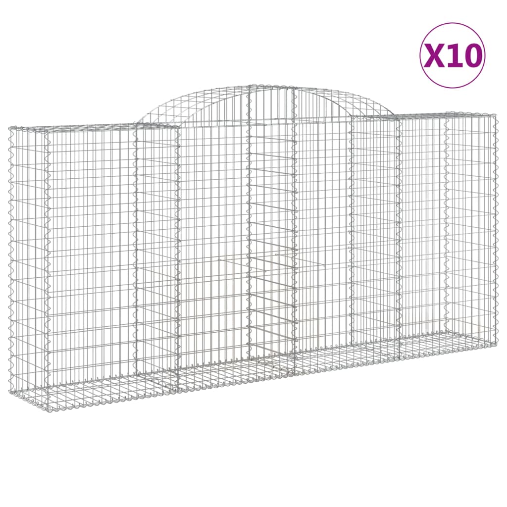 vidaXL Габионни кошници арка 10 бр 300x50x140/160см поцинковано желязо