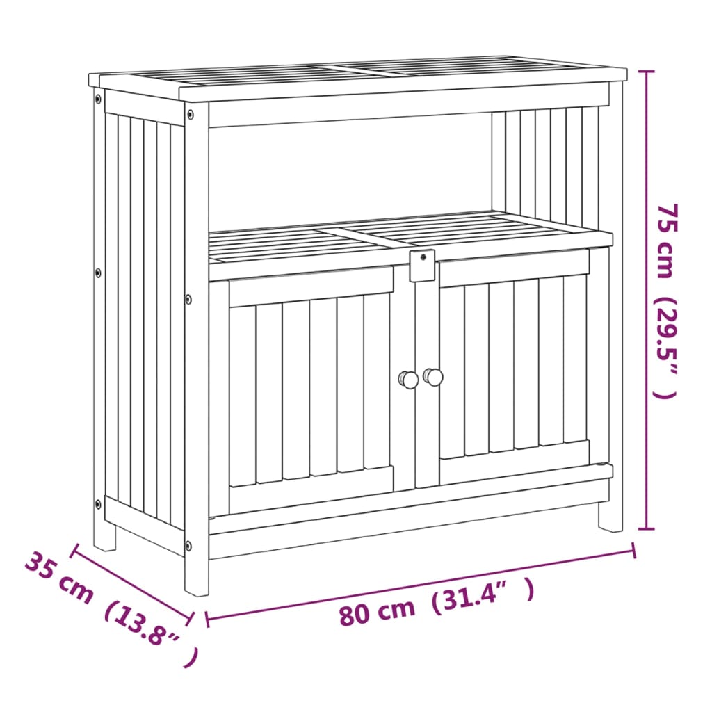 vidaXL Градинска конзолна маса, 80x35x75 см, акация масив