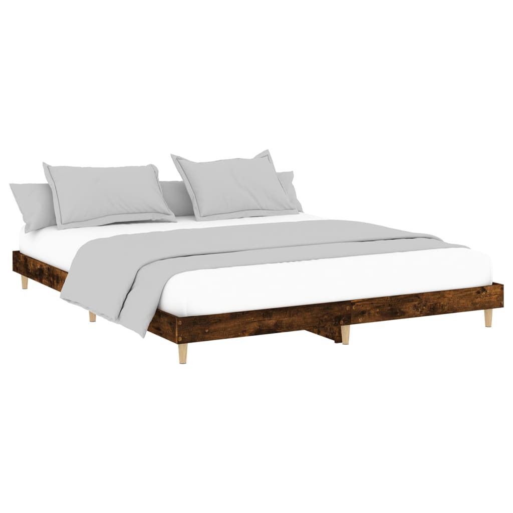 vidaXL Рамка за легло, опушен дъб, 200x200 см, инженерно дърво