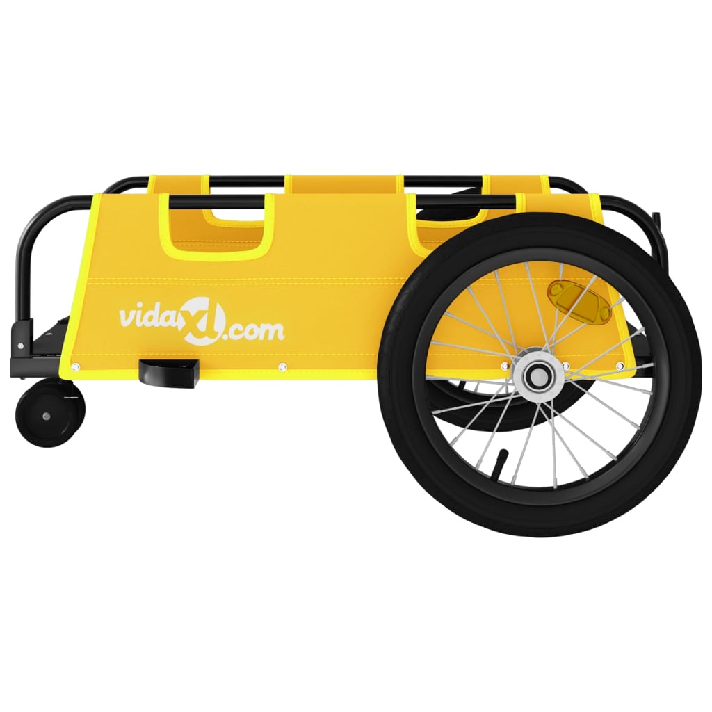 vidaXL Ремарке за колело, жълто, Оксфорд плат и желязо