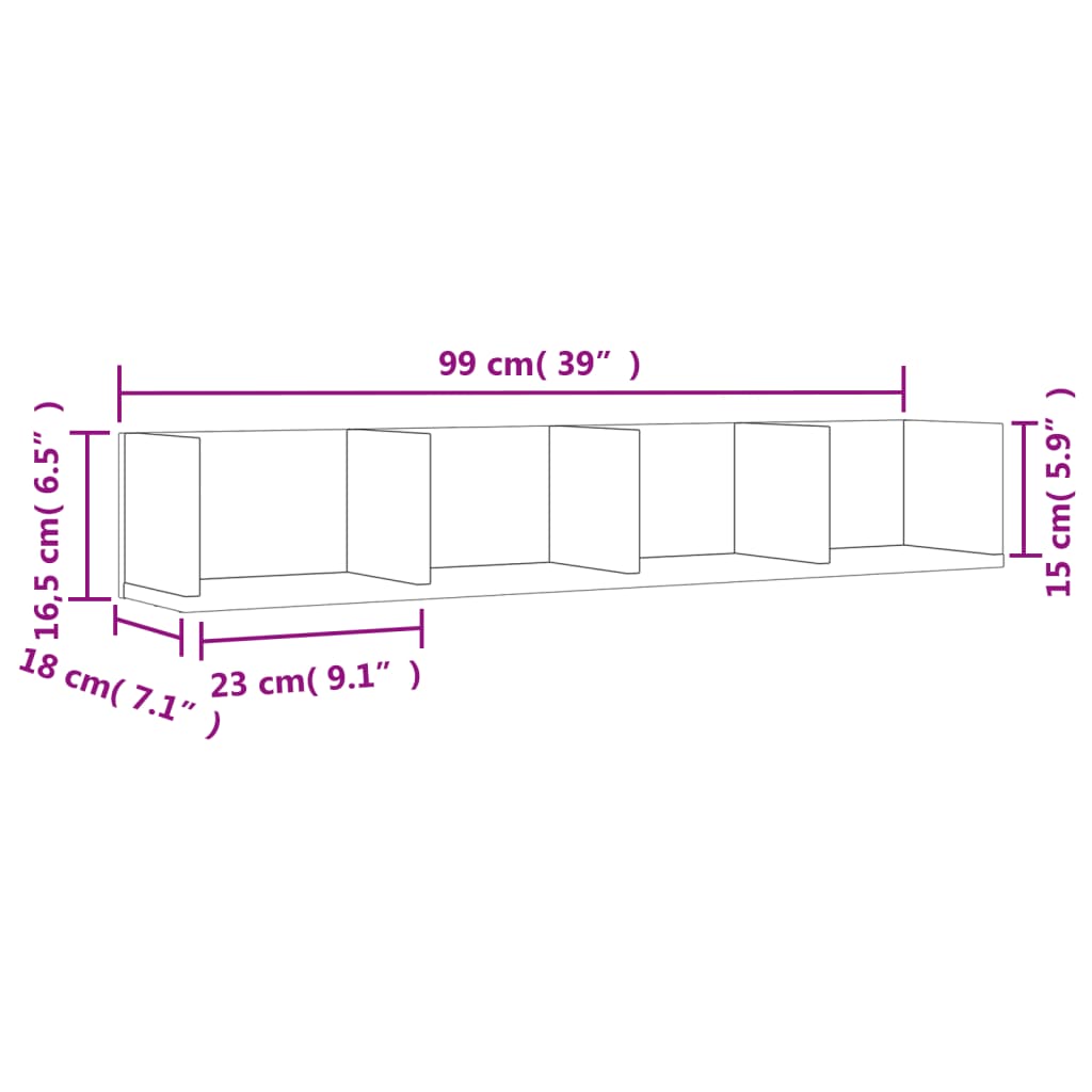 vidaXL Стенни шкафове 2 бр бетонно сиви 99x18x16,5 см инженерно дърво